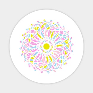 Round ornament with random geometric shapes in bright neon colors Magnet